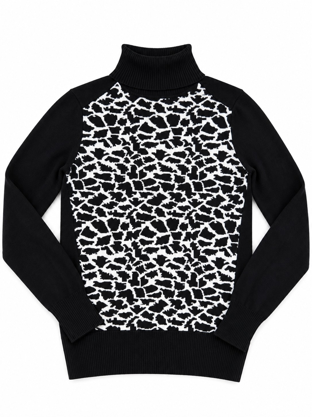 Tristan Size 4 (Small) Soft Stretch Black White Turtleneck Sweater